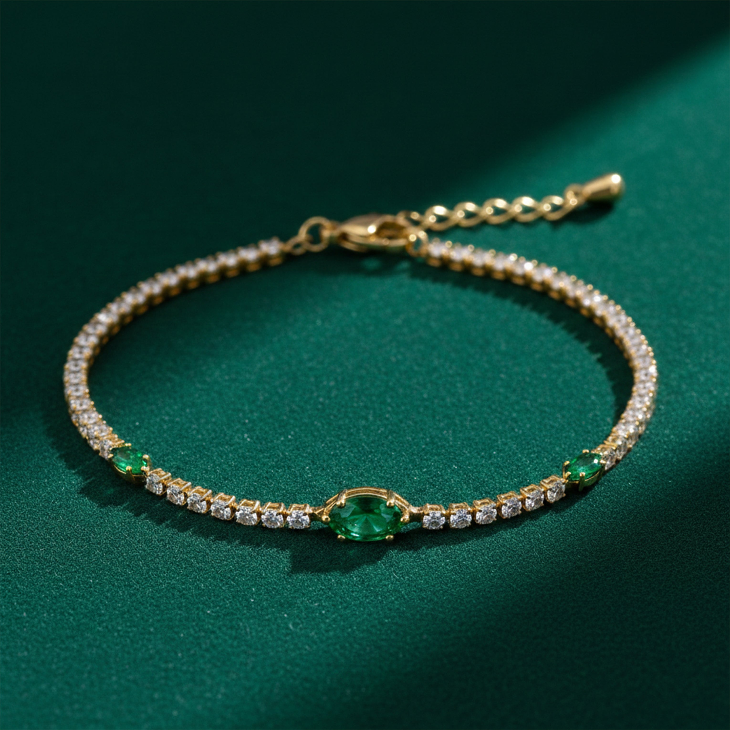 Imperial Emerald Green & Marquise Pave Tennis Bracelet GWB-106