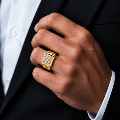 Checker Grid Men’s Ring GMR 56