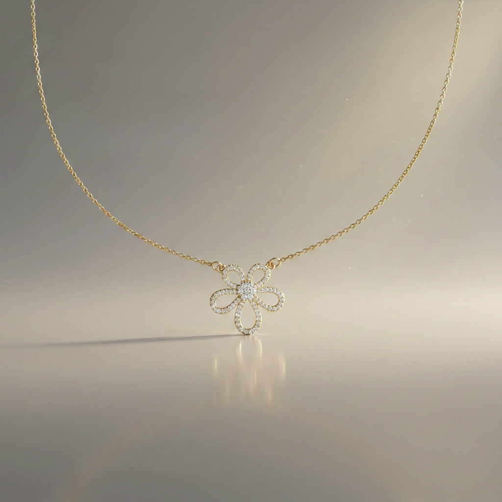 Modern Openwork Blossom Halo Necklace GWN -103