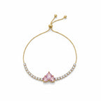 Imperial Pink Heart Solitaire & Crystal Tennis Bolo Bracelet GWB-117
