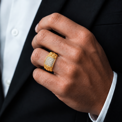 Woven Shoulder Stone Panel Ring GMR 50