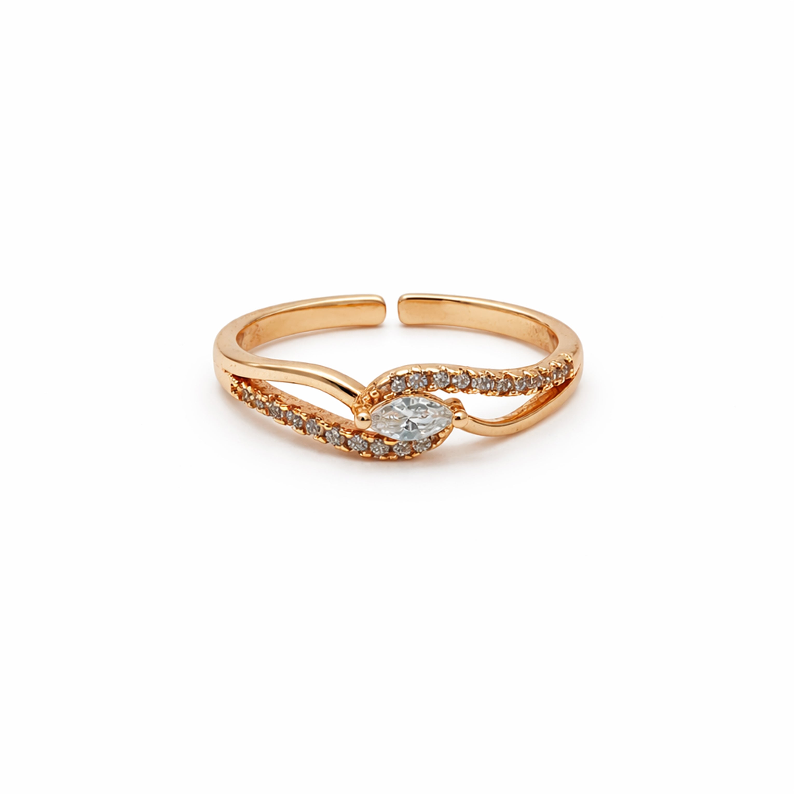 Marquise Solitaire Wave Bypass Adjustable Ring GWR-120
