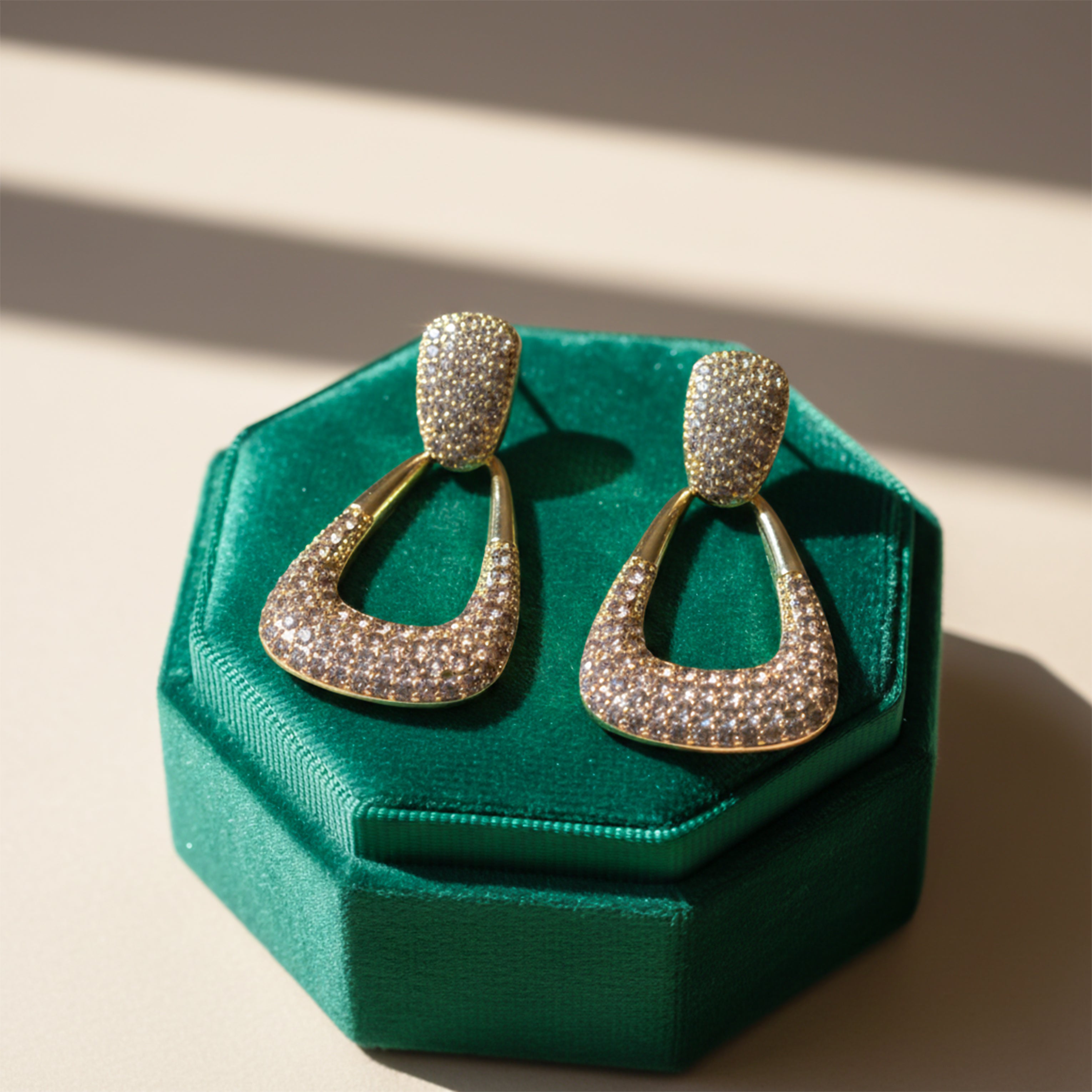 Classic Geometric Pave Drop Earrings GWE -135