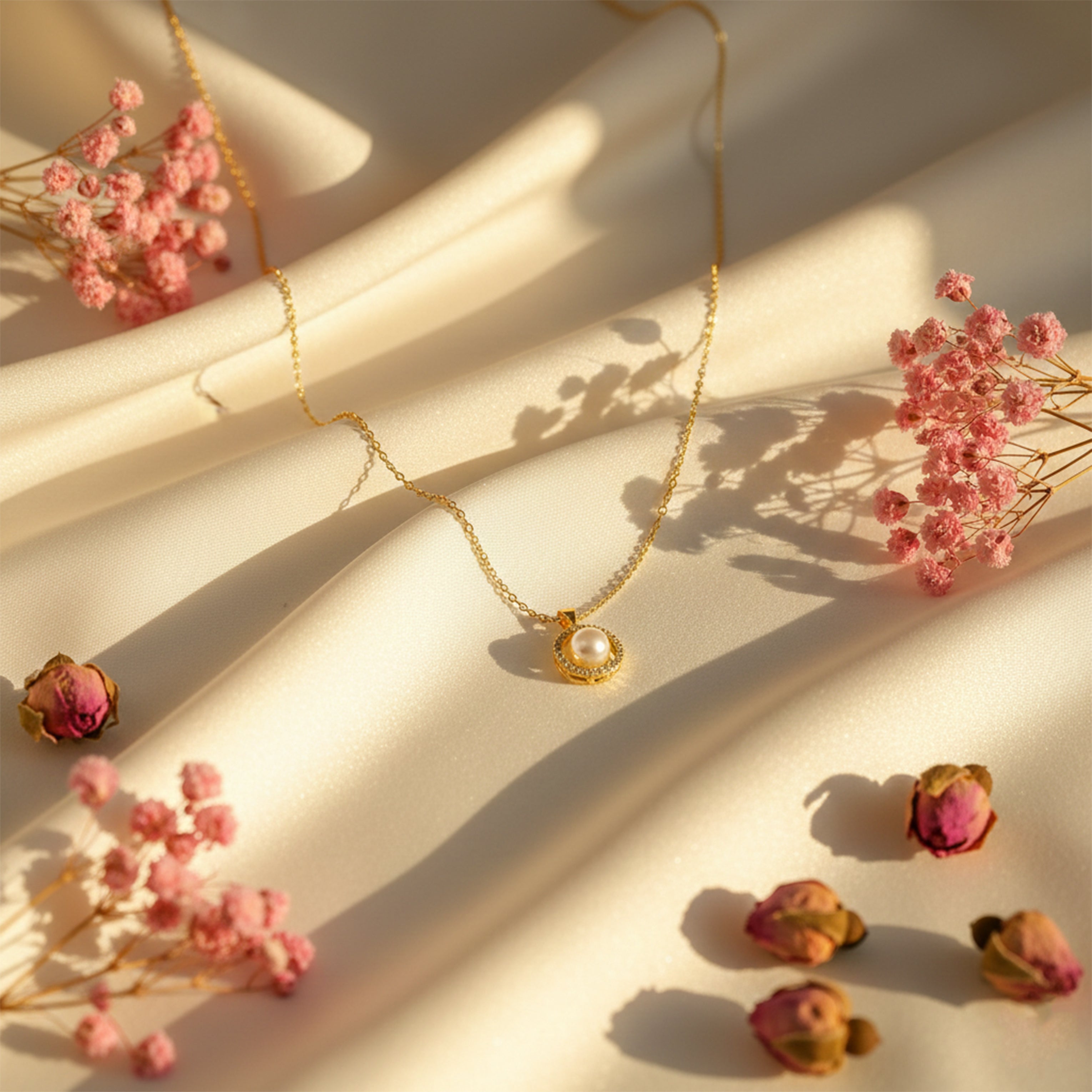 Classic Pearl Halo Pendant Necklace GWN -57