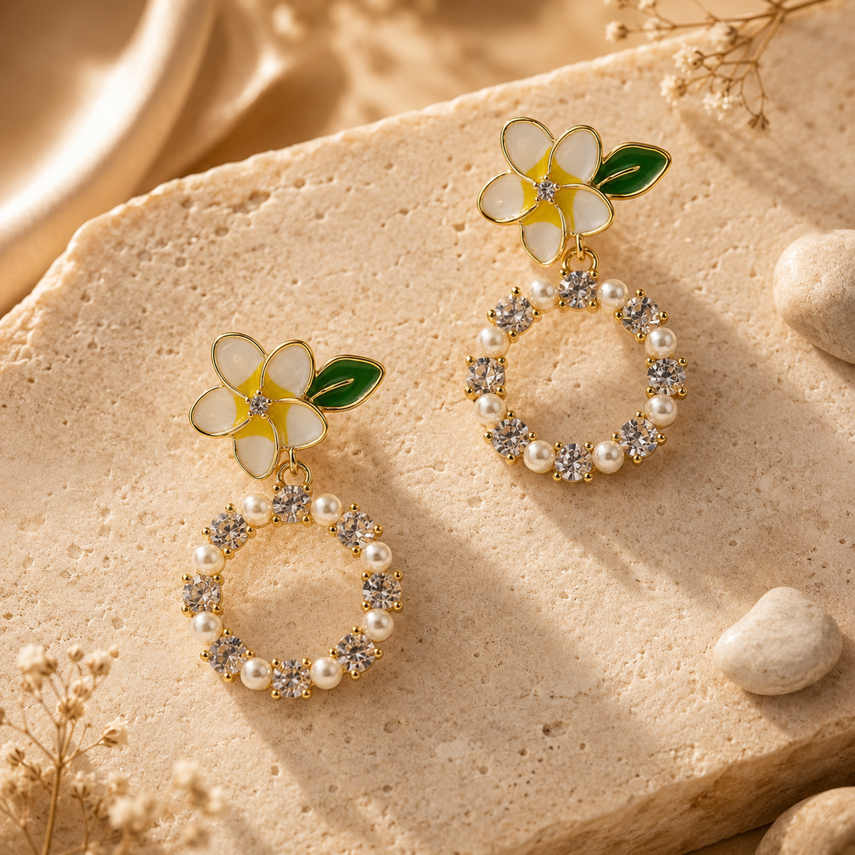 Flora Bloom Pearl Hoop Earrings GWE -133