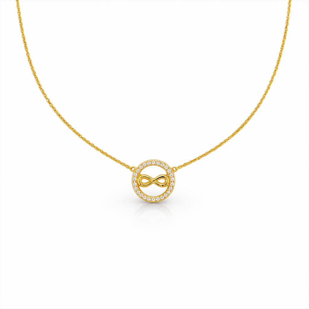 Golden Infinity Halo Pendant Necklace GWN -50