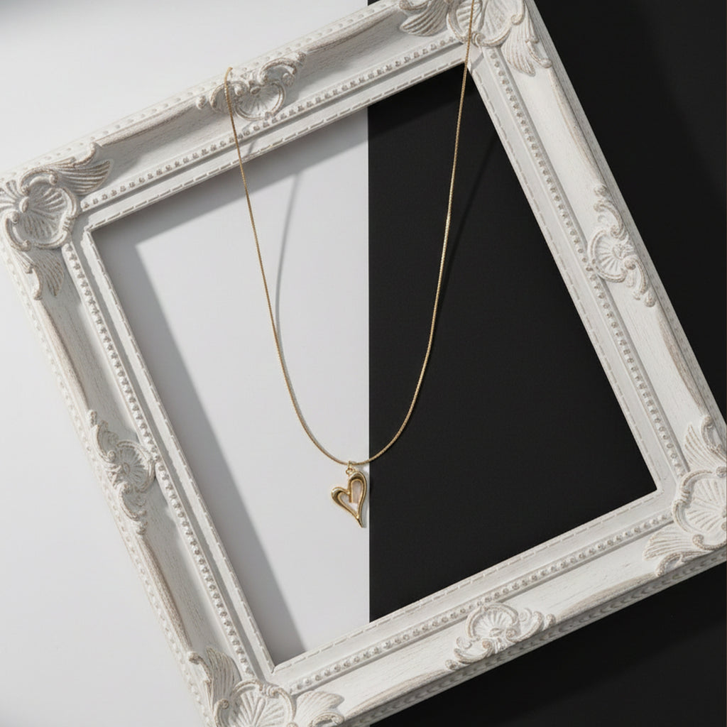 Modern Abstract Open Heart Necklace GWN -62