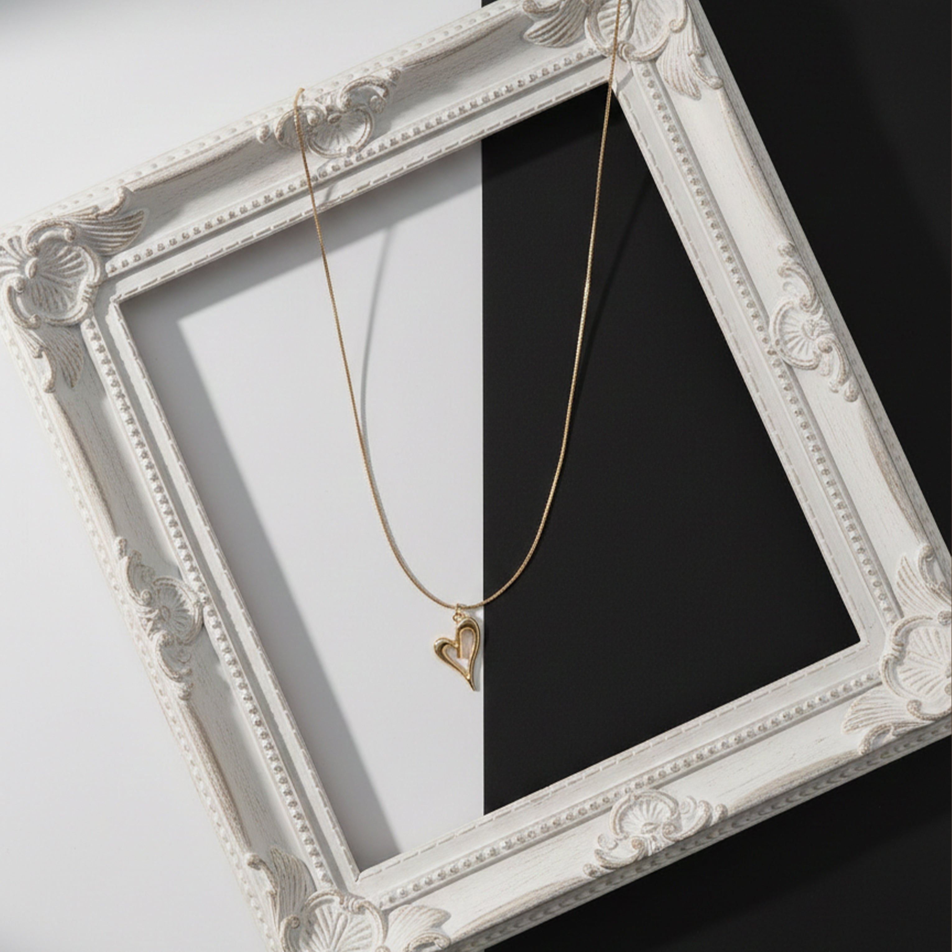 Modern Abstract Open Heart Necklace GWN -62