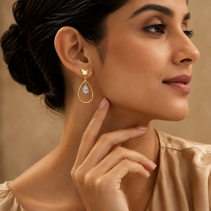 Butterfly Crystal Teardrop Earrings GWE -18