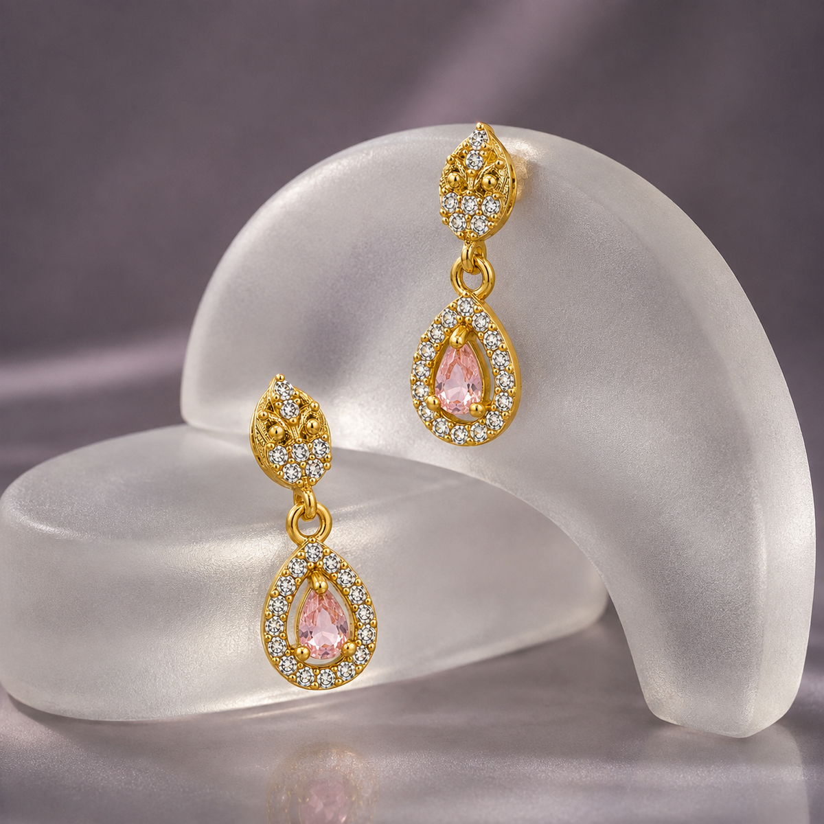 Roselle Pink Teardrop Earrings GWE 277