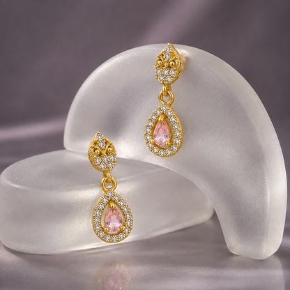 Roselle Pink Teardrop Earrings GWE 277