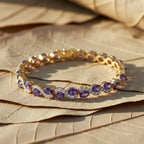 Imperial Amethyst Purple & Wavy Crystal Tennis Bracelet GWB-146