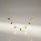 Modern Emerald Butterfly Charm Necklace GWN -105