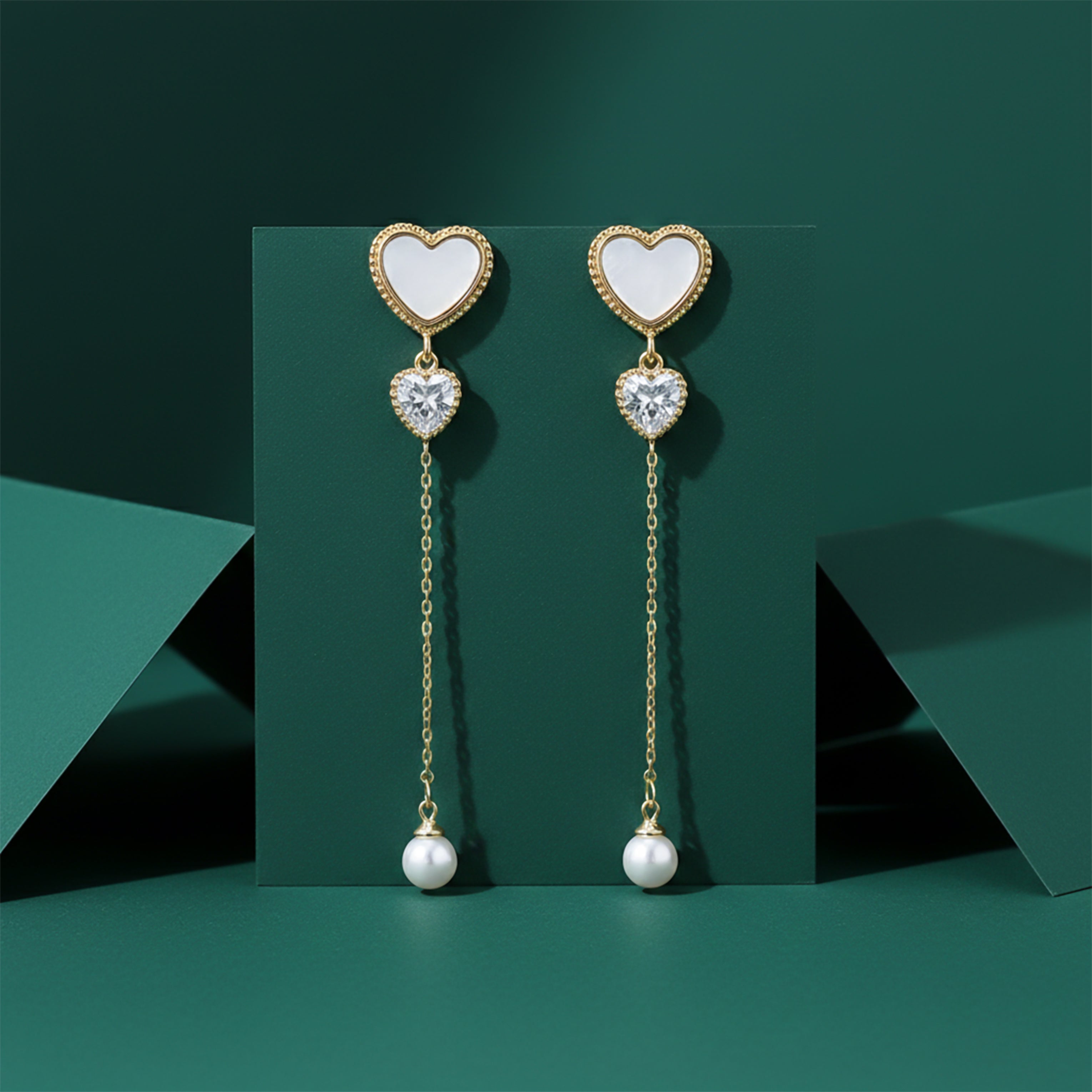 Trishna Shell Heart Pearl Drops GWE -87