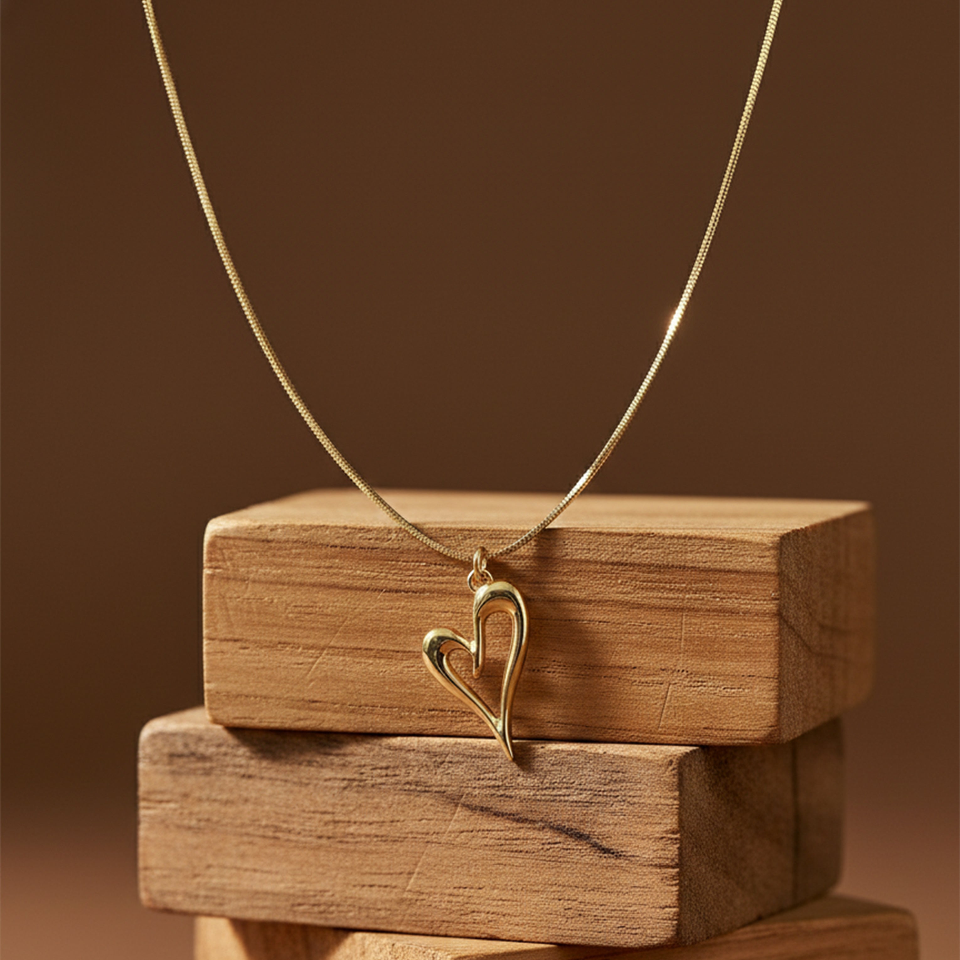 Modern Abstract Open Heart Necklace GWN -62