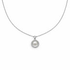 Silver Pearl Halo Pendant Necklace GWN -58