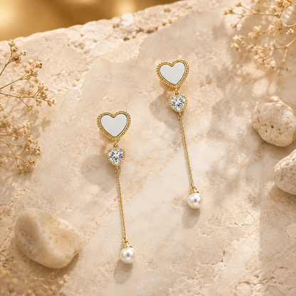 Trishna Shell Heart Pearl Drops GWE -87