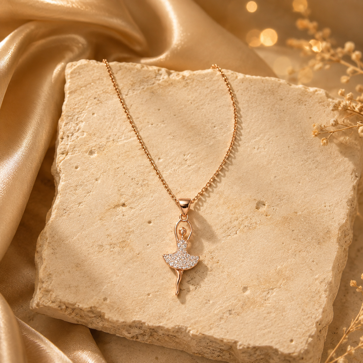 Graceful Ballerina Crystal Pendant Necklace GWN -6