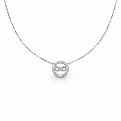 Sleek Infinity Halo Pendant Necklace GWN -49