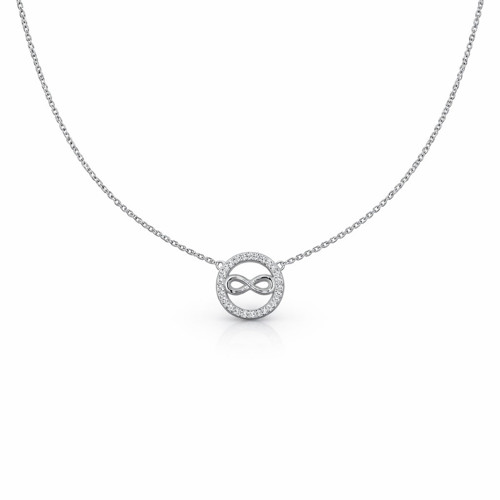 Sleek Infinity Halo Pendant Necklace GWN -49