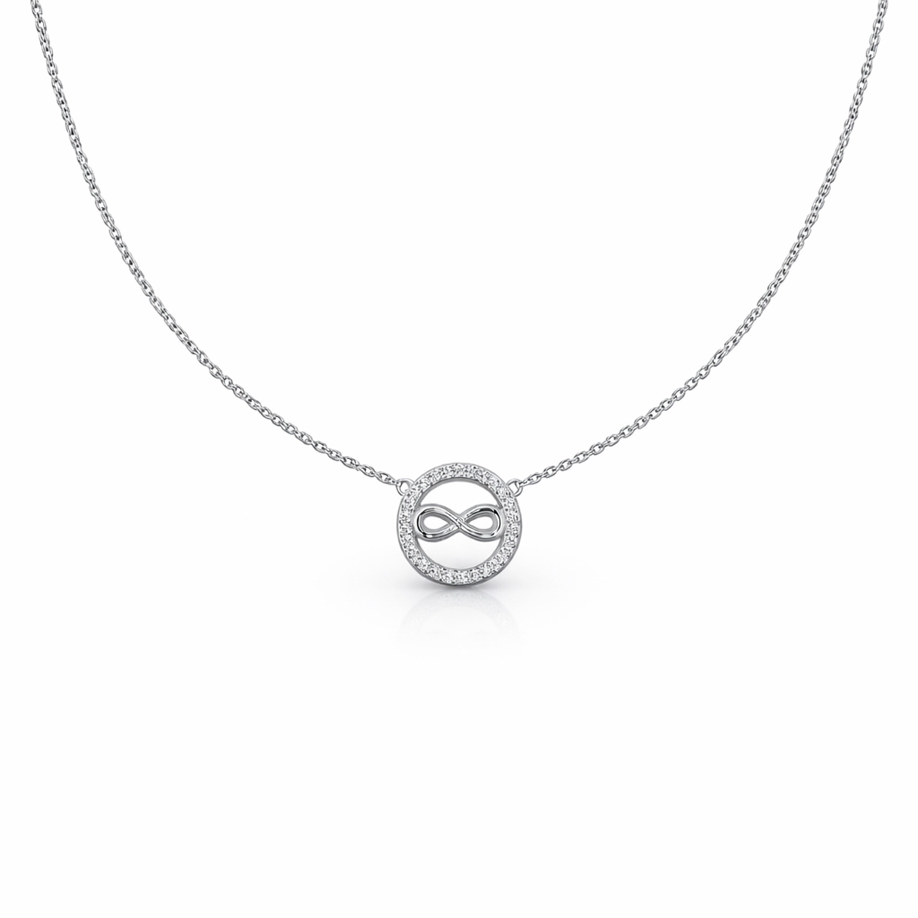 Sleek Infinity Halo Pendant Necklace GWN -49
