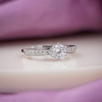 Classic Round Solitaire Milgrain Band Ring GWR-83