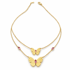 Modern Fluted Butterfly Dual Layer Necklace GWN -113