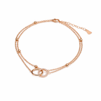 Interlocking Double Circle Dual Layer Anklet GWA-13