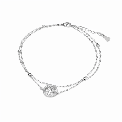 Tree of Life Halo Dual Layer Silver Anklet GWA-14