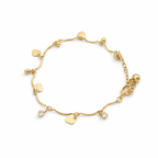Classic Heart & Solitaire Crystal Wave Anklet GWA-31