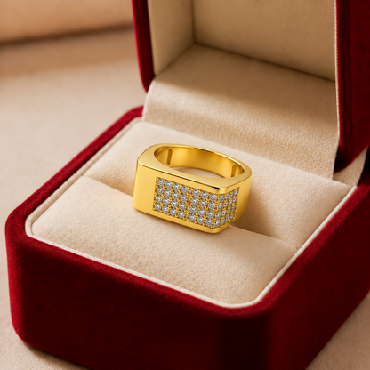 Rectangular Stone Grid Men’s Ring GMR 51