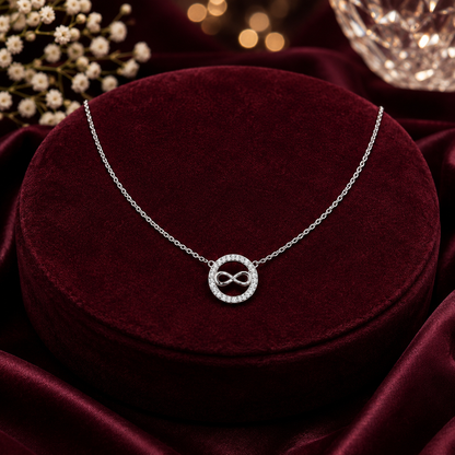 Sleek Infinity Halo Pendant Necklace GWN -49