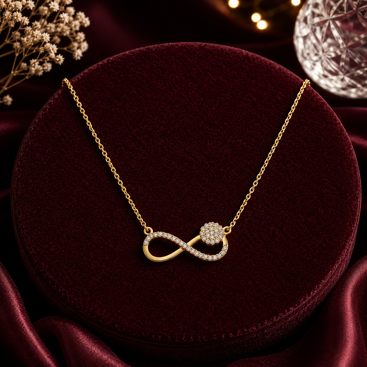 Modern Infinity Blossom Crystal Necklace GWN -140