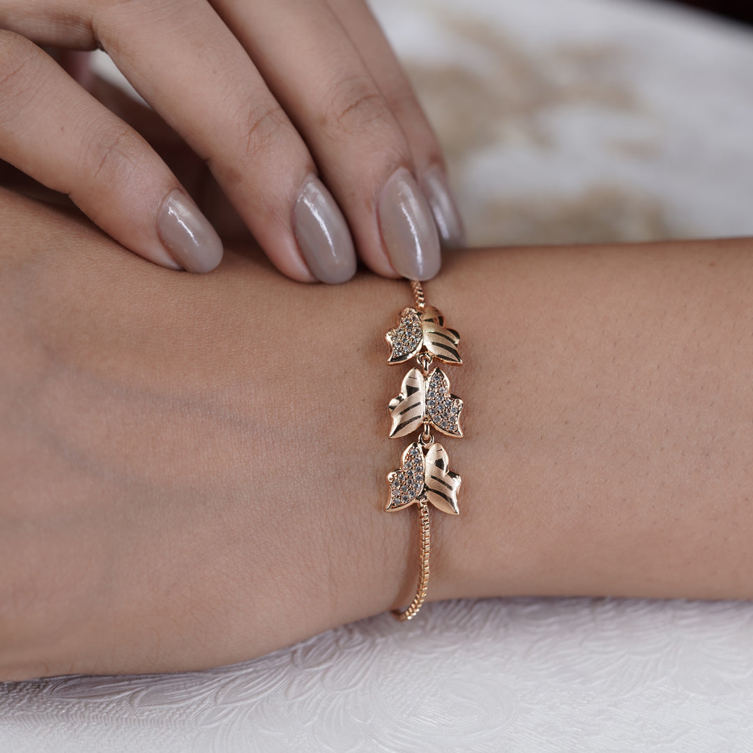 Shimmering Triple Butterfly Pave Wing Bolo Bracelet GWB-51