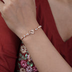 Radiant Sunburst Heart & Baguette Crystal Bolo Bracelet GWB-49