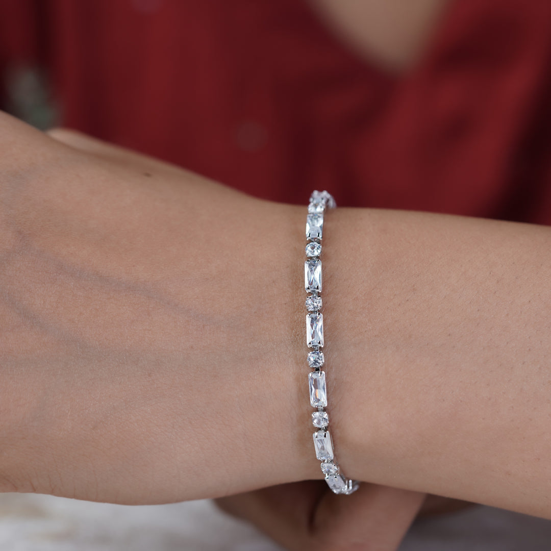 Glacier Baguette & Round Crystal Eternity Tennis Bracelet GWB-34