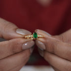 Classic Emerald Cut Green Solitaire Band Ring GWR-90
