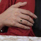 Classic Emerald Cut Green Solitaire Band Ring GWR-90