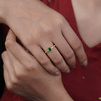 Classic Emerald Cut Green Solitaire Band Ring GWR-90