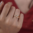 Bezel Triple Crystal Wave Bypass Ring GWR-94