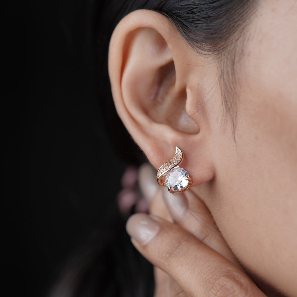 Flora Shine Solitaire Stud Earrings GWE -38