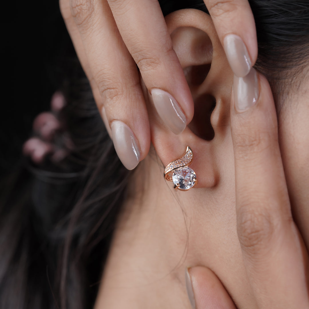 Flora Shine Solitaire Stud Earrings GWE -38