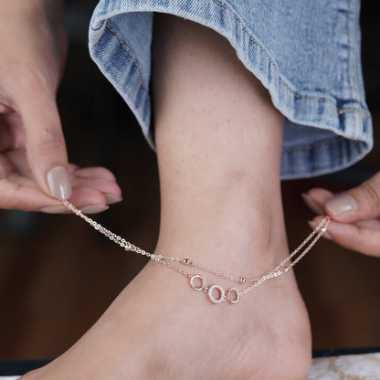 Triple Circle Halo Dual Layer Anklet GWA-16
