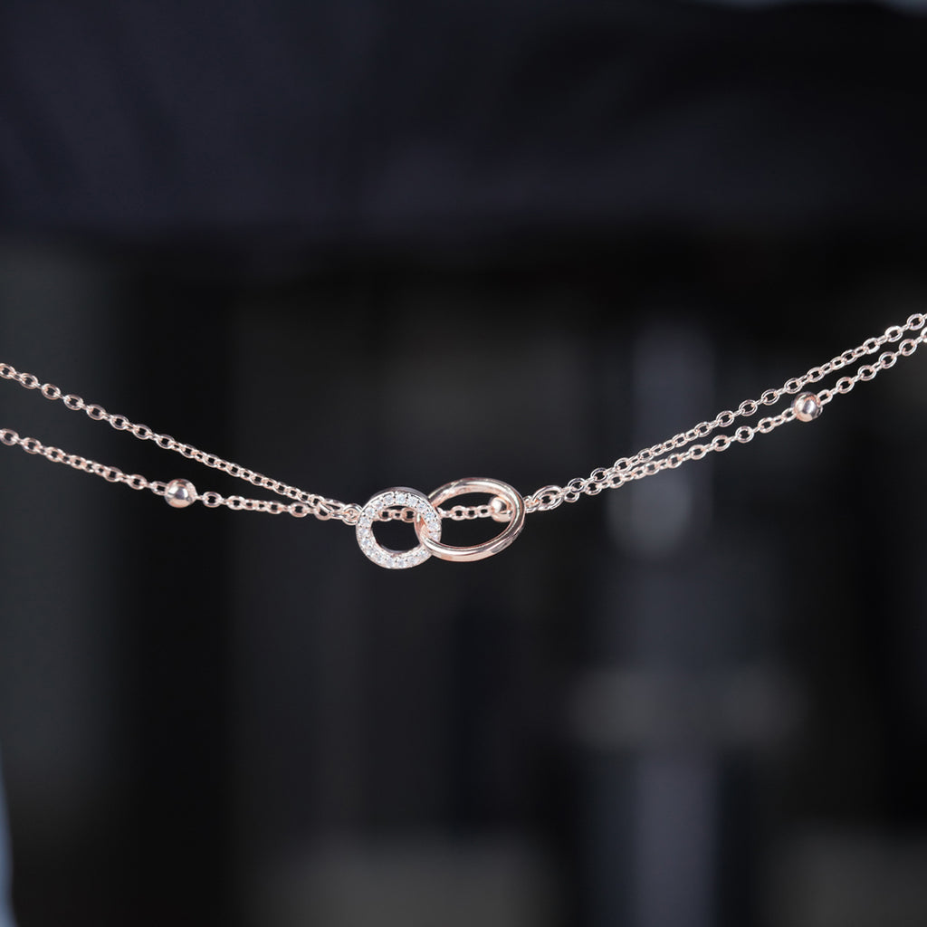 Interlocking Double Circle Dual Layer Anklet GWA-13