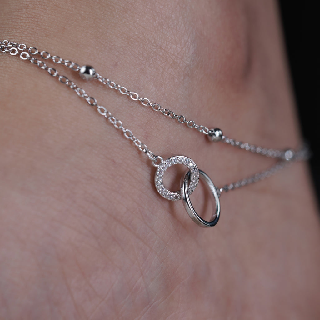 Interlocking Double Circle Dual Layer Anklet GWA-4