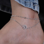 Tree of Life Halo Dual Layer Silver Anklet GWA-14