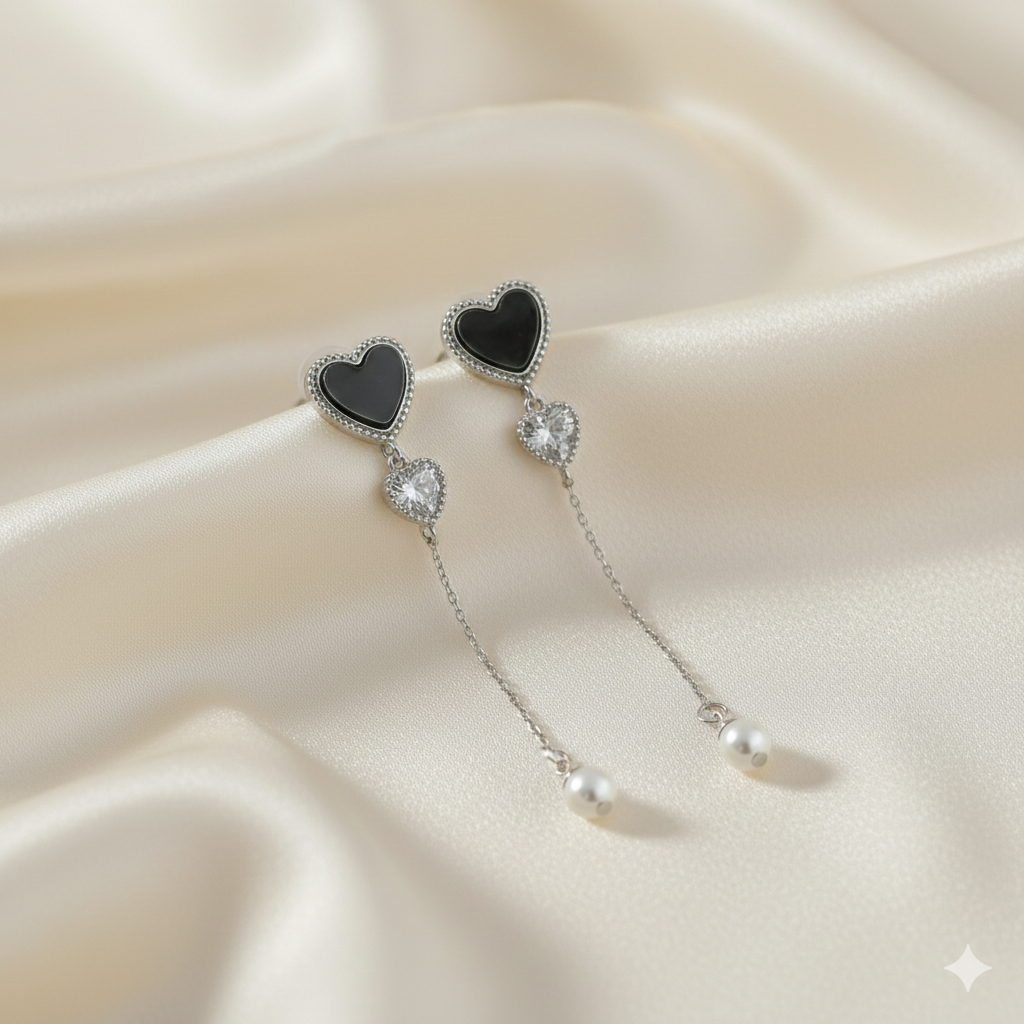 Trishna Heart Pearl Drop Earrings GWE -85