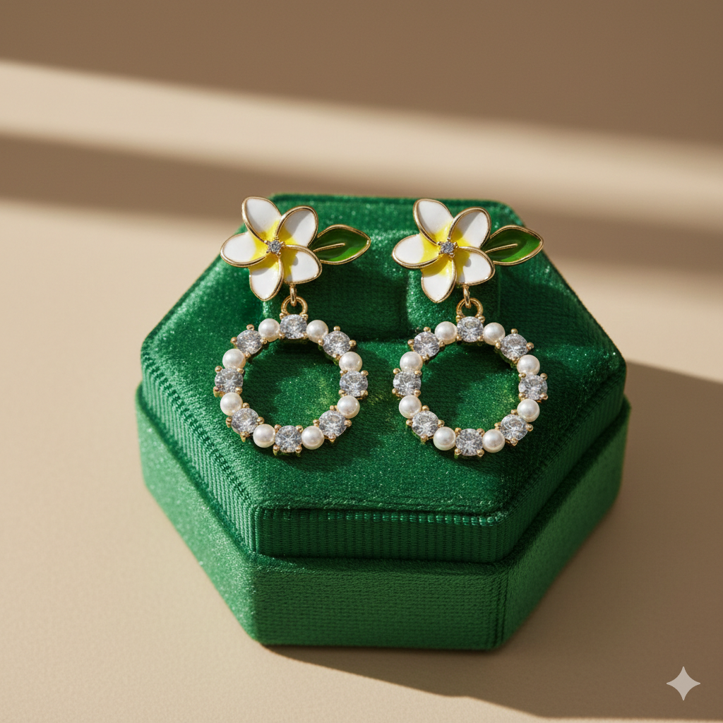 Flora Bloom Pearl Hoop Earrings GWE -133