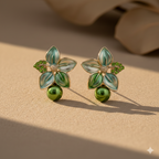 Flora Bloom Green Mint Pearl Earrings GWE -184