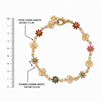 Vibrant Enamel Daisy & Textured Heart Link Bracelet GWB-13